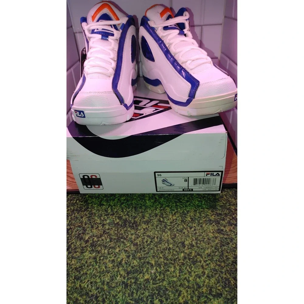 FILA 96 Basketball Sneakers Mens 8 White Blue New With Flaws Retro Grant Hill 2